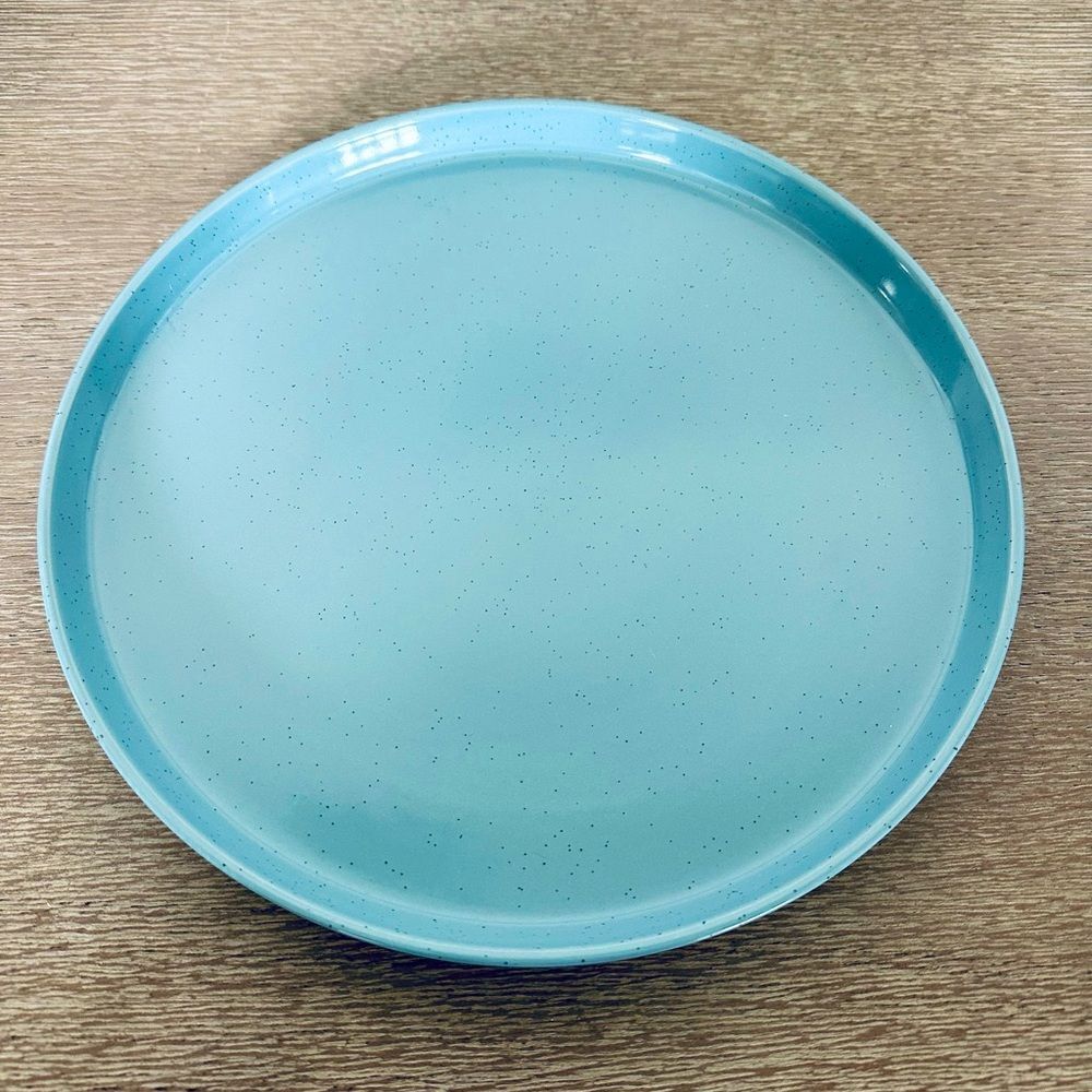 Blue Speckled Ceramic Large Round Tray Decor Plate